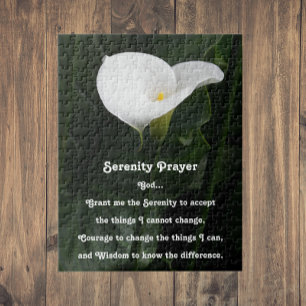Inspirierendes Serenity-Gebet Calla-Lilien-Blumen Puzzle