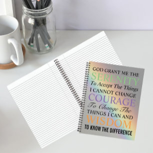 Inspirierendes Serenity-Gebet Farbiger Regenbogen Notizbuch