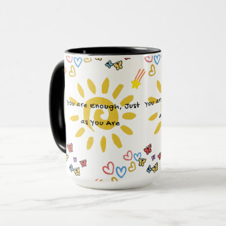 Inspirierendes Sonne- & Schmetterlinge-Doodle-Must Tasse
