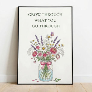 Inspirierendes Wildblumen-Mason-Glas-Plakat Poster