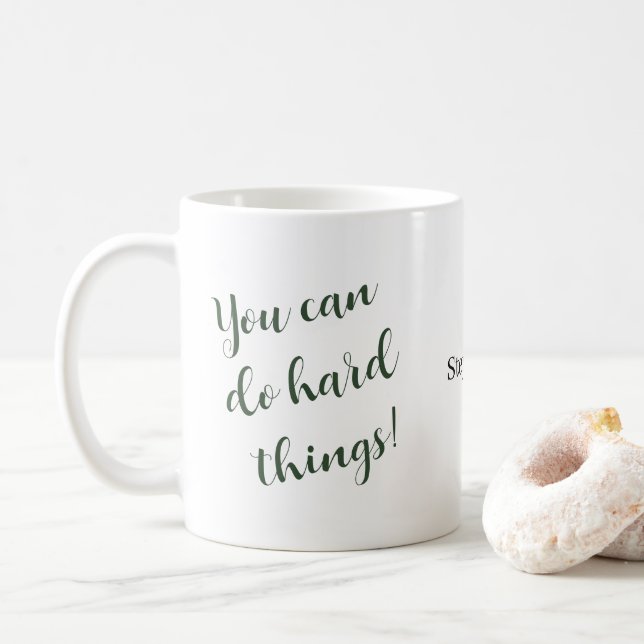 Inspirierendes Zitat-Design - You Can Do Hard Thin Kaffeetasse (Mit Donut)