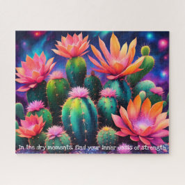 inspirierendes Zitat, farbenfrohe Kaktuslandschaft Puzzle