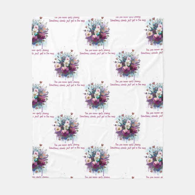 inspirierendes Zitat mit einem Blumenstrauß Fleecedecke (Vorderseite)