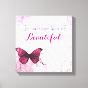 inspirierendes Zitat mit einem Schmetterling in Aq Leinwanddruck
