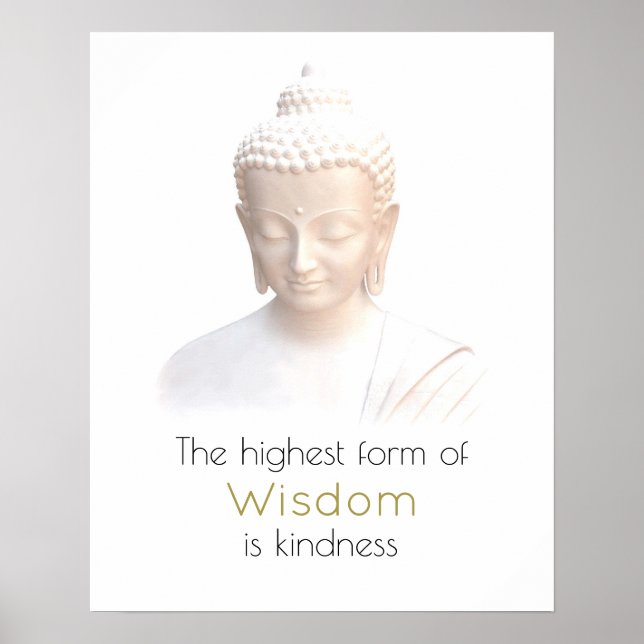 inspirierendes Zitat mit weißem Buddha Poster (Vorne)