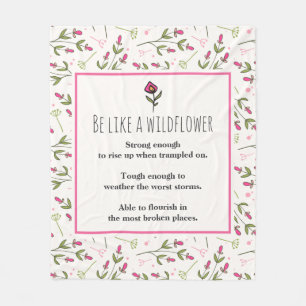 inspirierendes Zitat mit Wildblume Muster Fleecedecke