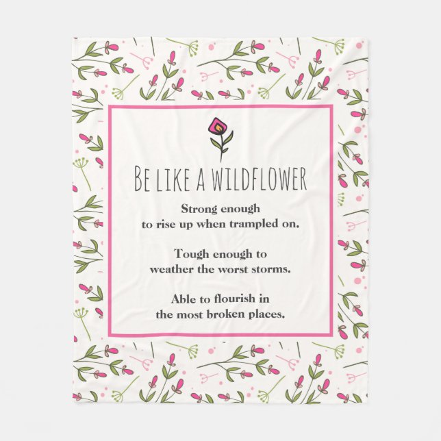 inspirierendes Zitat mit Wildblume Muster Fleecedecke (Vorderseite)