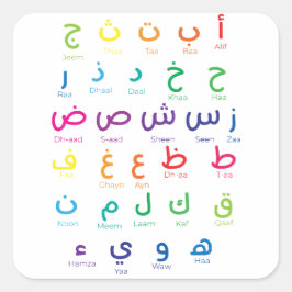 Inspiriert Arabisches Lernen: Schöne Alphabet Kuns Quadratischer Aufkleber