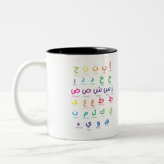 Inspiriert Arabisches Lernen: Schöne Alphabet Kuns Zweifarbige Tasse