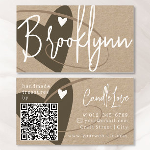 Inspiriert Beige Braun Mit Liebe Hergestellt Herz Visitenkarte
