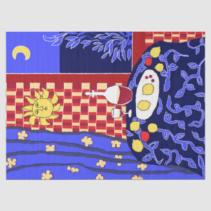 Inspiriert Blaue Nacht Stillleben Wein Seidenpapier