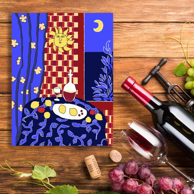 Inspiriert Blue Night Still Life Weinlemonen Postkarte (Von Creator hochgeladen)
