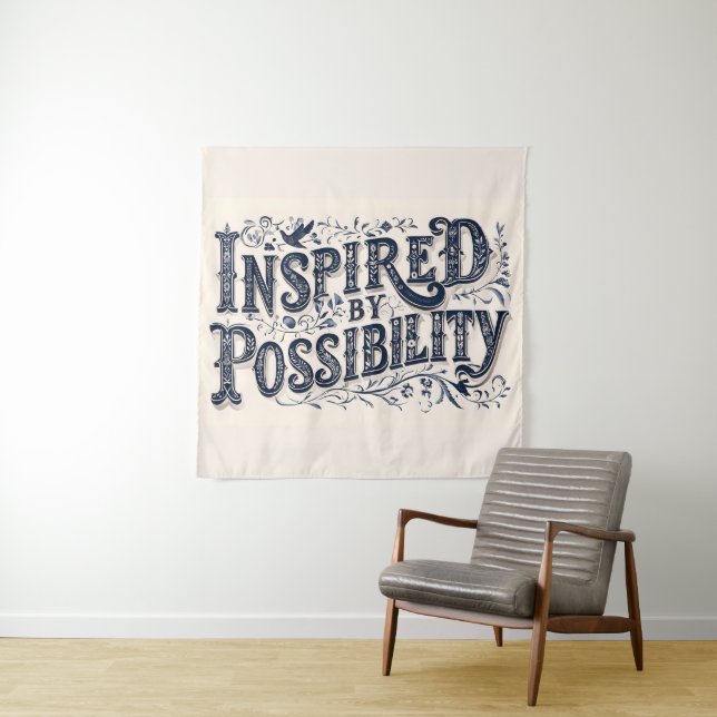 Inspiriert durch die Möglichkeit - (Beige Hintergr Wandteppich (Beispiel)