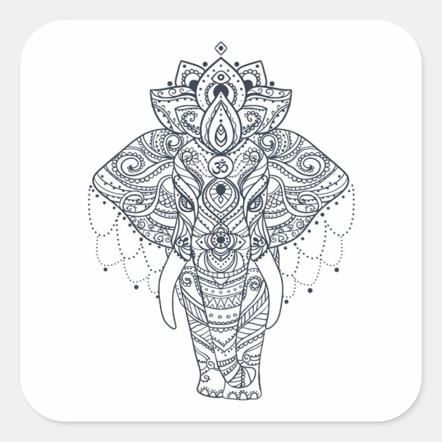 Inspiriert Elefant Quadratischer Aufkleber (Vorderseite)