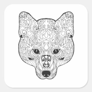 Inspiriert Fox Head Quadratischer Aufkleber