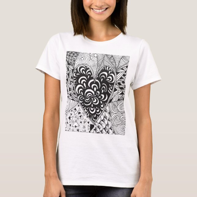 Inspiriert Herzdoodle T-Shirt (Vorderseite)