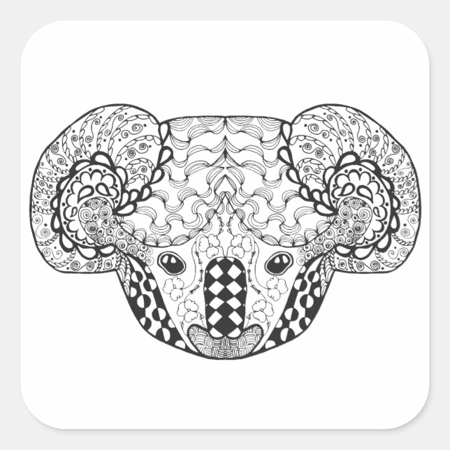 Inspiriert Koala Bear Quadratischer Aufkleber (Vorderseite)