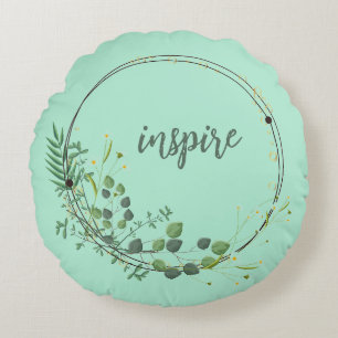 Inspiriert mit floralen botanischen Rahmen Rundes Kissen