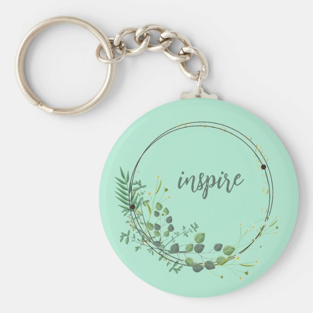 Inspiriert mit floralen botanischen Rahmen Schlüsselanhänger (Vorne)