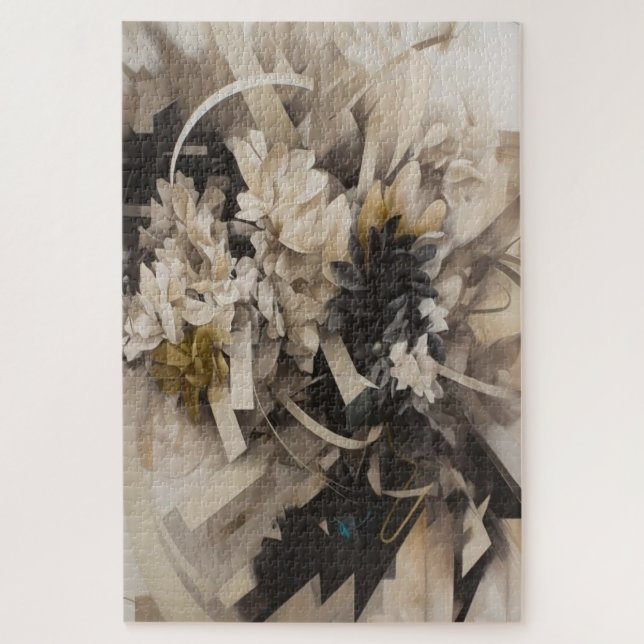 Inspiriert neutrale, florale botanische Weichheit Puzzle (Vertikal)