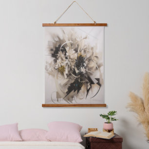 Inspiriert neutrale, florale botanische Weichheit Wandteppich Mit Holzrahmen
