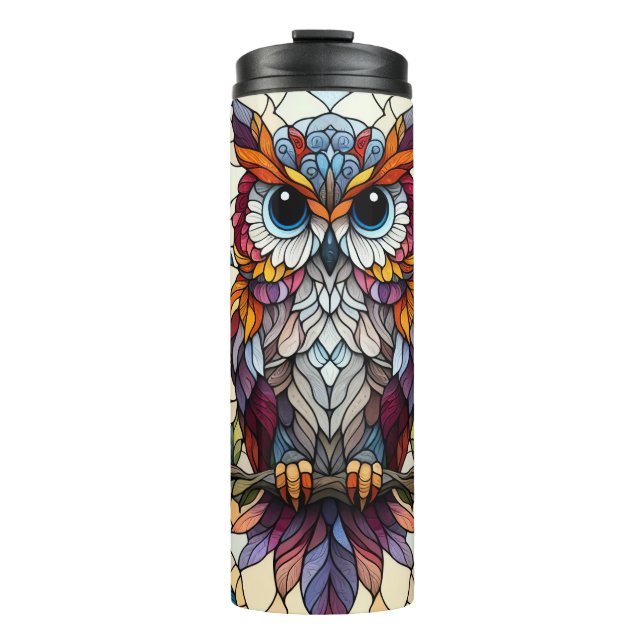 Inspiriert Owl gestanztes Glas Thermosbecher (Vorderseite)
