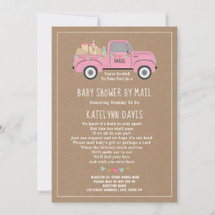 Inspiriert Pink Truck Baby Dusche per Post Einladung
