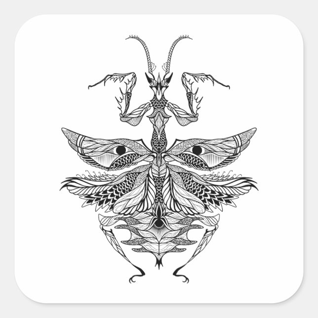 Inspiriert Praying Mantis Quadratischer Aufkleber (Vorderseite)