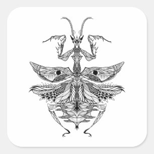 Inspiriert Praying Mantis Quadratischer Aufkleber