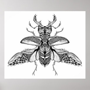 Inspiriert Psychedelic Stag-Beetle 2 Poster