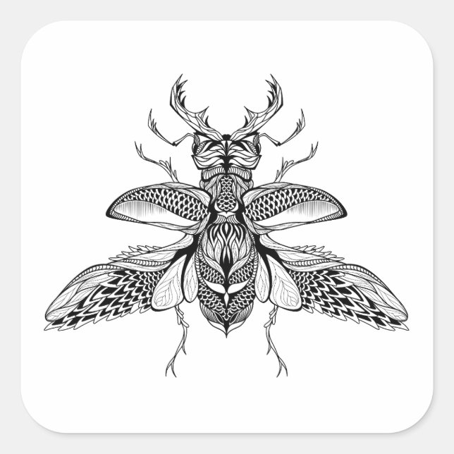 Inspiriert Psychedelic Stag-Beetle Quadratischer Aufkleber (Vorderseite)