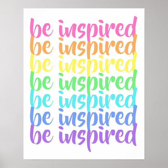 "Inspiriert" Regenbogen-Poster Poster (Vorne)