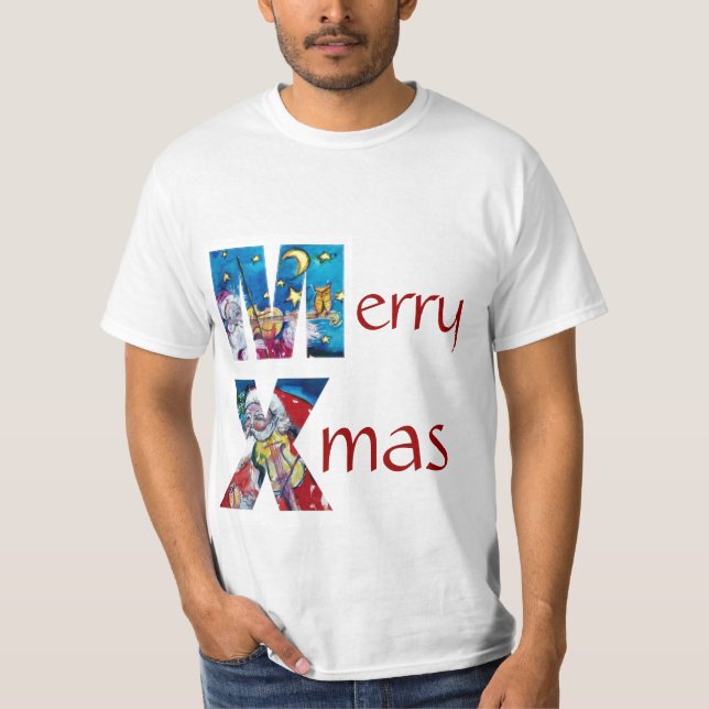 INSPIRIERT SANTA PLAYING VIOLIN XMAS MONOGRAM T-Shirt (Vorderseite)