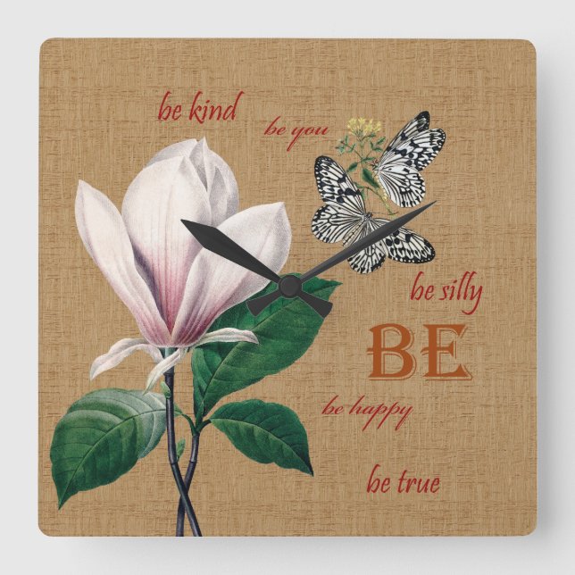 Inspiriert seien Sie Sie Quadratische Wanduhr (Vorderseite)