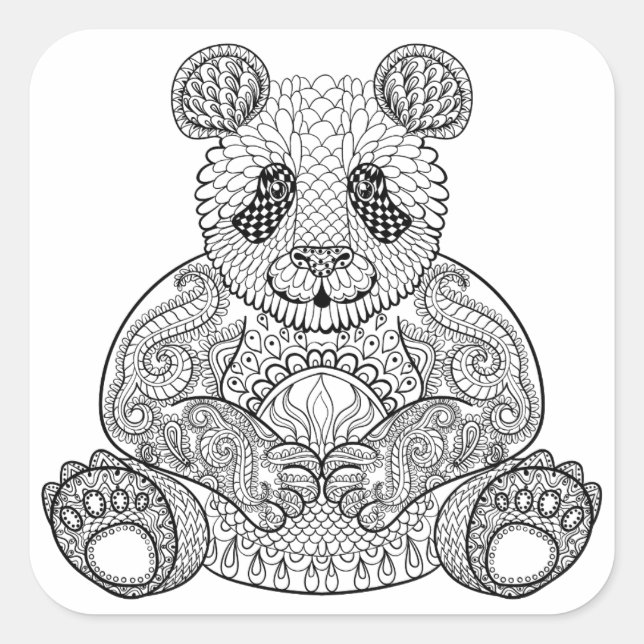 Inspiriert Stammes Panda Quadratischer Aufkleber (Vorderseite)