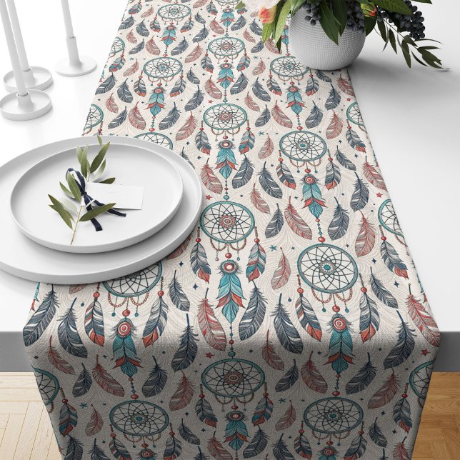 Inspiriert Tischläufer-Dreamcatcher-Druck Großer Tischläufer (Native-Inspired Table Runner Dreamcatcher Print)