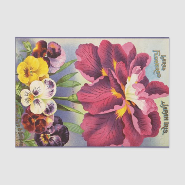 Inspiriert Vintage florale Saatgutpackungen Seidenpapier (Vorderseite)