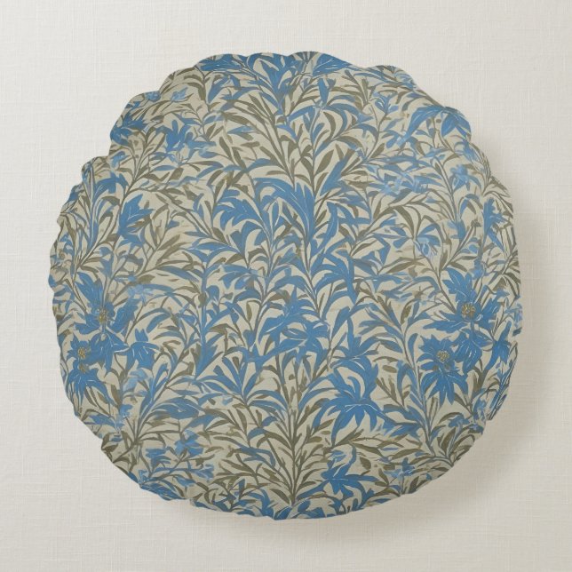 Inspiriert von William Morris Blue Willow Bough Rundes Kissen (Vorderseite)