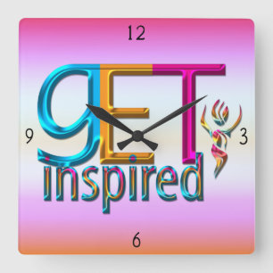 Inspiriert werden ~ Neon Square Wall Clock Quadratische Wanduhr
