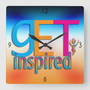 Inspiriert werden ~ Original Square Wall Clock Quadratische Wanduhr