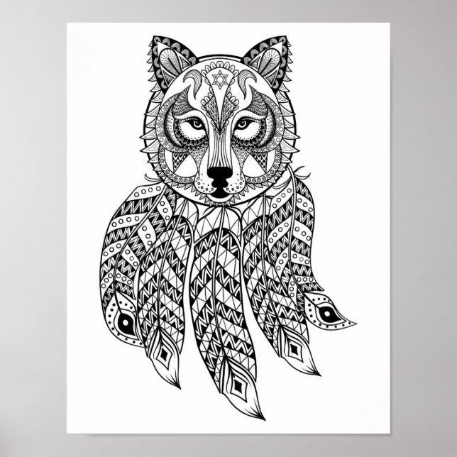 Inspiriert Wolf mit Dreamcatcher 2 Poster (Vorne)