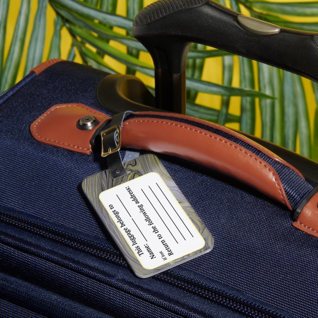 Inspirierte Acryllacke aus flüssigem Metall Gepäckanhänger (Vorderseite Insitu 1)