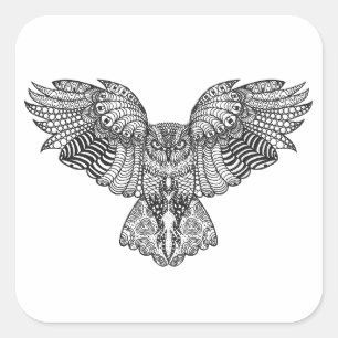 Inspirierte Adler-Eule Quadratischer Aufkleber
