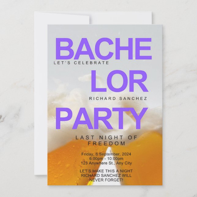 Inspirierte Bachelor-Party-Einladung Einladung (Vorderseite)