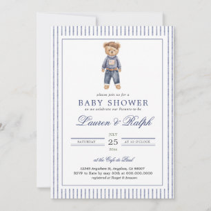 Inspirierte blaue Teddybär-Baby-Party Einladung