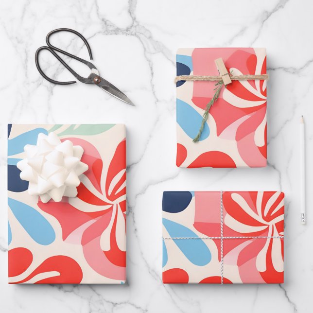 Inspirierte Blüten Geschenkpapier Set (Vorderseite)