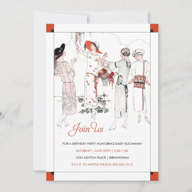 inspirierte Einladung von Great Gatsby (Vorderseite)