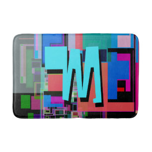 inspirierte Farbgeometrische Monogramm der 90er Ja Badematte