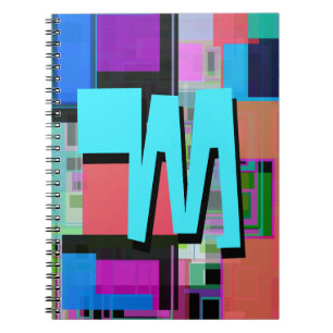 inspirierte Farbgeometrische Monogramm der 90er Ja Notizblock