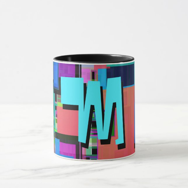 inspirierte Farbgeometrische Monogramm der 90er Ja Tasse (Zentrum)